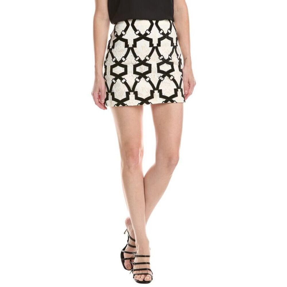 Milly Womens  Jayla Velvet Flock Lace Skirt, White